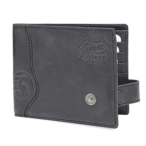 Superdry Men's Leather Slimfold Wallet Ripon - Black