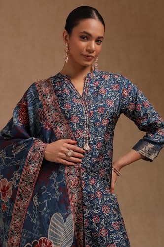 Soch Women's Dola Silk Salwar Suit Set (EWA5CD22087_Blue