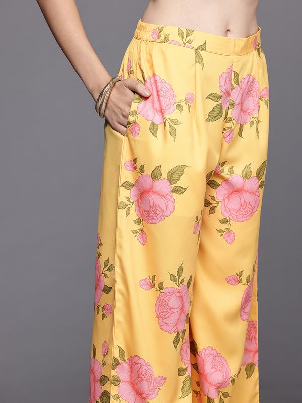 Ahalyaa Women's Polyester Kurta Set (AHKUPZDU-COMBO-1123_Yellow