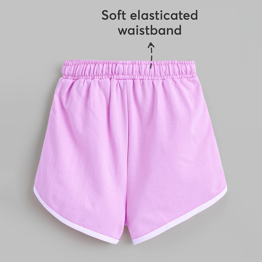 Hopscotch Girls Regular Purple Cartoon Print Shorts for Ages (4-5 Years)