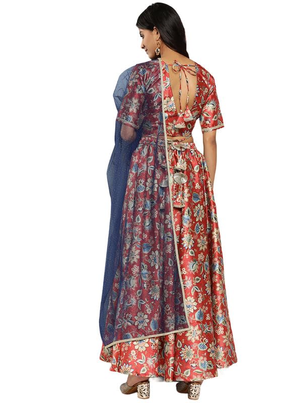 Ahalyaa Printed Zari Ready to Wear Lehenga & Blouse With Dupatta