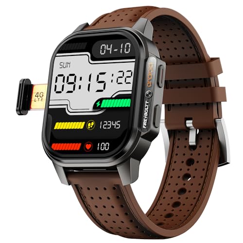 Fire-Boltt Snapp Smart Watch, Selfie Camera, 4G Nano-SIM Slot, 54.1mm AMOLED Display, Play Store- Unlimited apps, 1000mAh Battery, 2GB/4GB RAM + 16GB/64GB ROM (Cocoa Brown)