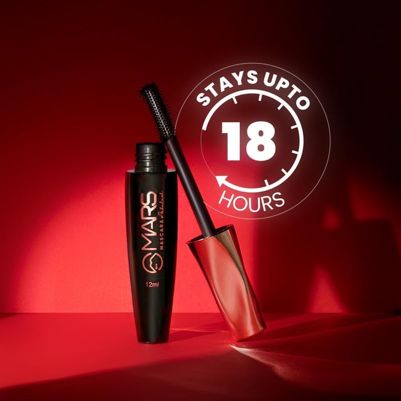 MARS Fabulash Volumizing Mascara | Up to 18 Hours Stay | Waterproof with Intense Jet Black Color (12ml) (Black)