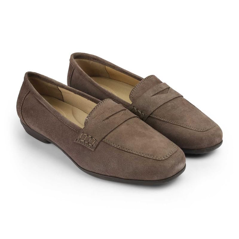 tresmode Suave Brown Women's Casual Loafers | Vegan Friendly Leather | TPR Sole in Size 7 UK / 40 EU