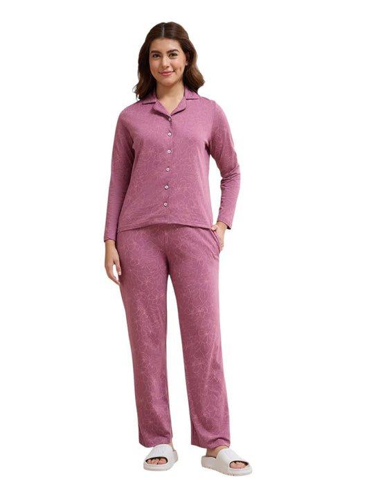 Amante Pink Printed Cotton Women Nightsuit