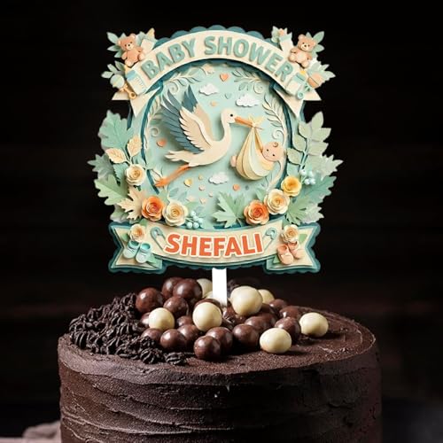 Suruchi Strokes® Baby Shower Customized Cake Topper | Welcome Little One | Personalized Name