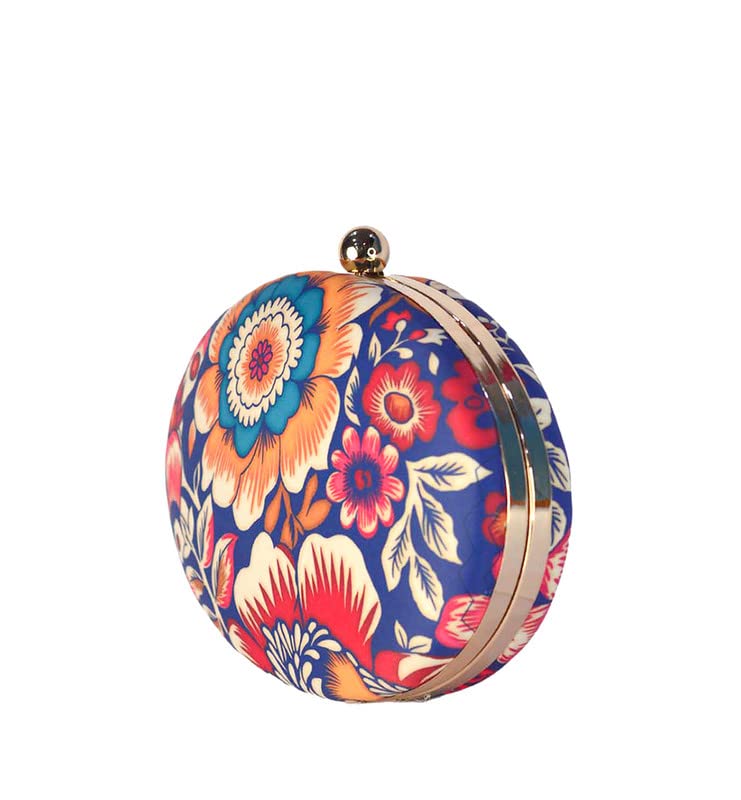 Floral Oval Printed Art Clutch