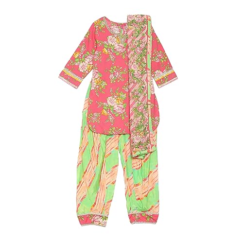 Biba Girls PRINTED STRAIGHT KID(KW5334_PINK - GREEN_13)