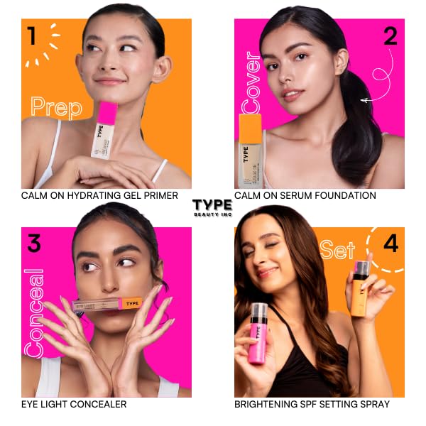 TYPE BEAUTY INC. Eye Light Waterproof Concealer for Face Makeup with Caffeine & Peptides | Reduces Dark Circles, Puffiness & Spots | Crease-Free & Long-Lasting | For Women & Men - Cinaamon (60) | 8ML