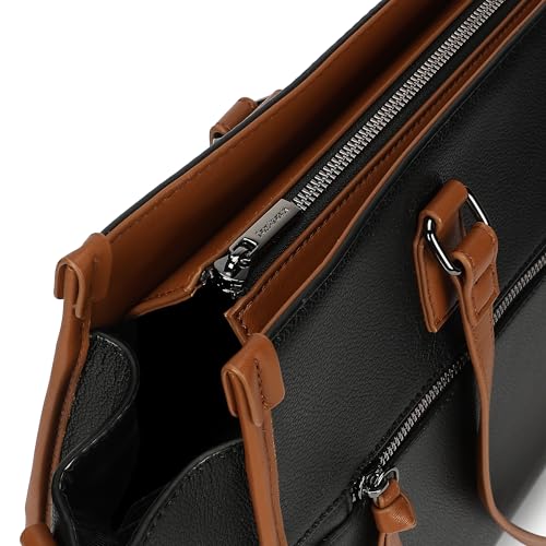 Fastrack PowerCarry Laptop Tote | Faux-Leather Laptop Tote for Women | Dual Compartments, 15'' Padded Laptop Sleeve, Adjustable Webbing Strap, Trolley Loop & External Quick-Access Pocket