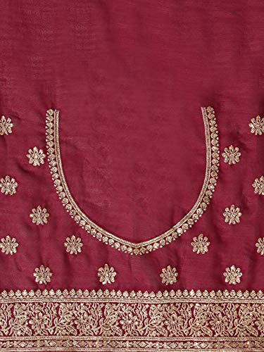 MOHEY Women's Machine ZARI Silk Sarees (SB14636-422_Wine)
