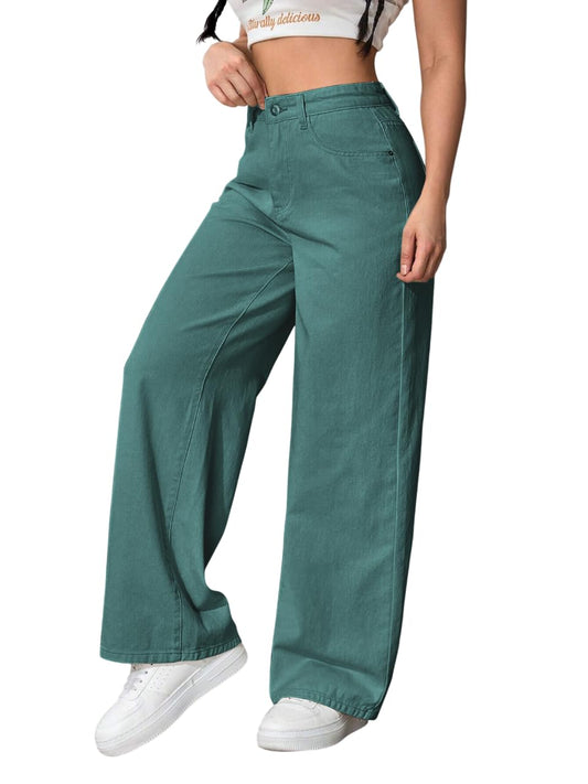 Tagas Women's Jeans|Women Jeans Baggy |womensjeans high Waist||(WDJ-8) Teal Green