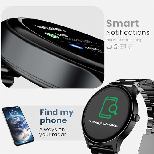 GOBOULT Rover Pro Smart Watch 1.43'' AMOLED, Free Straps, Bluetooth Calling, IP68, Zinc Alloy Frame, 1000 Nits Brightness, AI Voice Assistant, SpO2, 120+ Sports Mode Smartwatch (Metal Black)