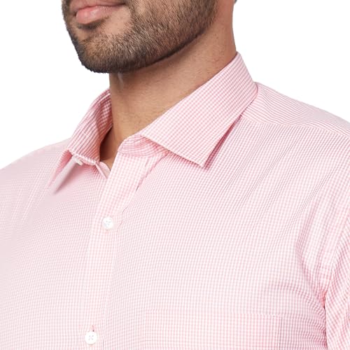 Park Avenue Men's Slim Fit Structure Pattern Cotton Blend Full Sleeve Semi Cut Away Collar Formal Shirt (Size: 40)-PMSX18263-R4 Medium Red