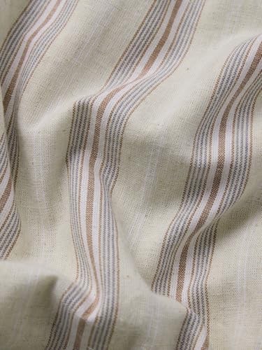 The Souled Store: Nova Men and Boys Long Sleeve Spread Collar Beige Striped Regular Fit Summer Ready Breathable Lightweight Easy to Style Officewear Casual Cotton-Linen Shirt