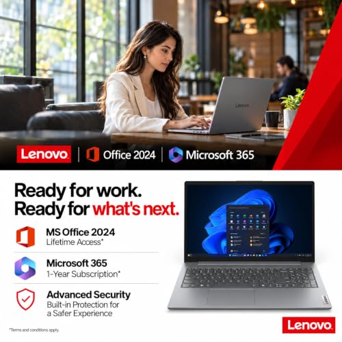Lenovo V15 AMD Ryzen 5 150 15.6" (39.62cm) FHD 300 Nits Antiglare Thin and Light Laptop (16GB/512GB SSD/Windows 11/Office Home 2024/Luna Grey/1.65 Kg)-83V40063IG