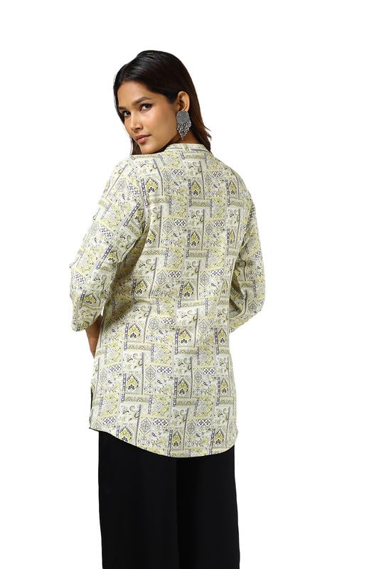 Soch Womens Yellow Rayon Ethnic Motifs Tunic