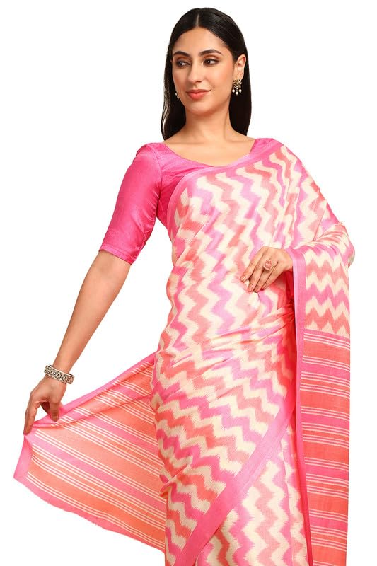 Soch Womens Magenta Art Silk Chevron Print Saree