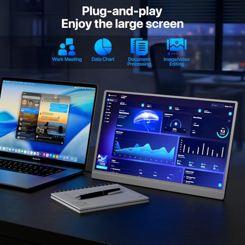 Millennium TECHNOLOGY 15.6 Inch FHD Portable Monitor | All Alloy Body | Ultra-Slim Foldable Screen Extender | USB Type-C & HDMI | Compatible with Laptop, PC, Mac (15.6" Metal) (15.6, Inches)