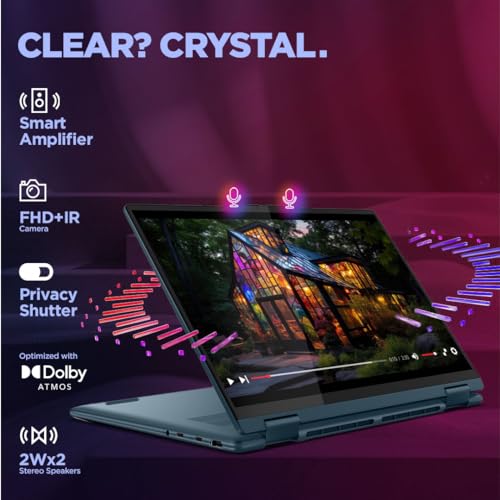 Lenovo Yoga 7 Intel Evo Core Ultra 5 125H Built in-AI 14"(35.5cm) WUXGA OLED 400Nits 2-in-1 Laptop (16GB/512GB SSD/Win 11/MSO 21/100% DCI-P3/3 Mon. Game Pass/Tidal Teal/1.5Kg), 83DJ00AKIN