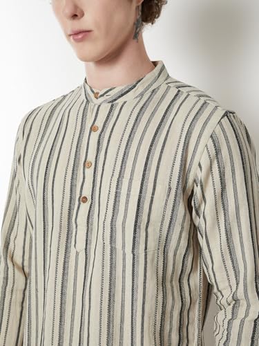 Max Men Striped Slim Fit Short Kurta (Blue_S)