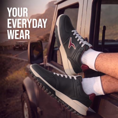 YOHO Men's Low Top Sneakers Blazer Classic | Stylish & Comfortable | Lace Up Casual Shoes for Man/Gents | Classic Black - UK 7