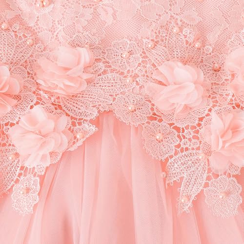 Hopscotch Girls Pink Sleeveless Floral Applique Beaded Gown for Age (3-4 Years)