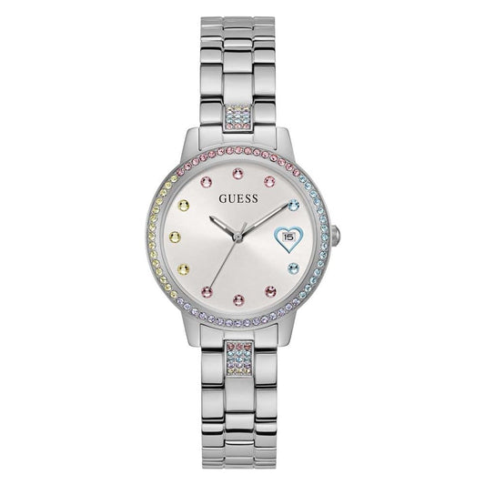 Guess Three of Hearts Women White Round Dial Analog Watch - GW0657L1
