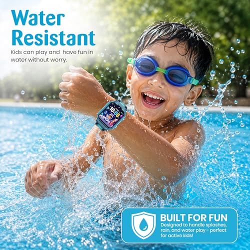 PunnkFunnk Kids Smart Watch with Dual Camara, 360° Rotating Design, HD Display, Video Calling, Chat, Rechargeable Battery & Adjustable Strap, Transparent Body for Boys & Girls - (Aqua Blue)