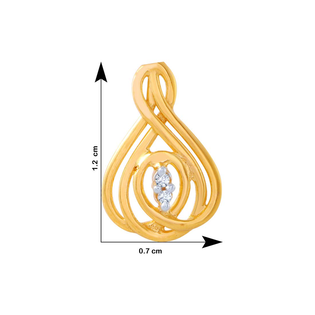 P.C. Chandra Jewellers 14k (585) Yellow Gold and American Diamond Stud Earrings for Women - 0.993 Grams