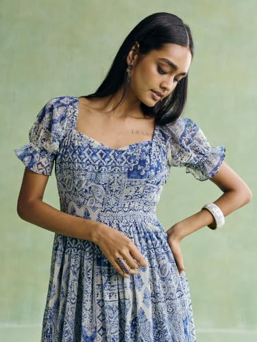 Aarke Ritu Kumar Blue Patchloom Long Dress