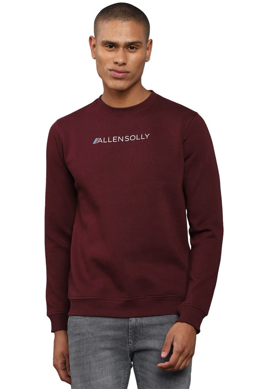 Allen Solly Men Casual Crew Neck, Regular Cotton Sweatshirt Pink