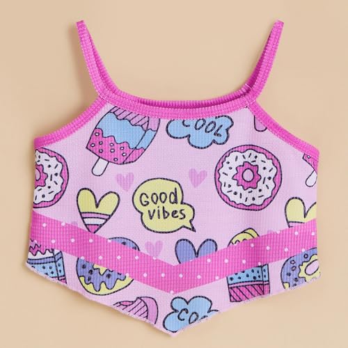 Hoscotch Girls All Over Print Pink Sleeveless Short Set For Ages (5-6 Years)