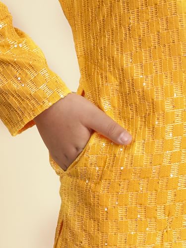 Pro-Ethic Style Developer Boys Cotton Kurta Pajama For Kid's Ethnic Wear | Cotton Kurta Pajama for Baby Boys (S-272), 13-14 years, Yellow