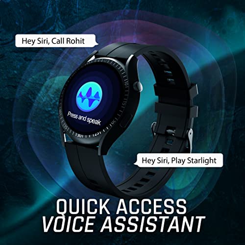 HAMMER Pulse Ace Plus Round dial Bluetooth Calling Smartwatch with 1.28" Display, 240 * 240 px, 500 nits, Spo2, Heart Rate, Find My Phone, Rotating Crown (Black)