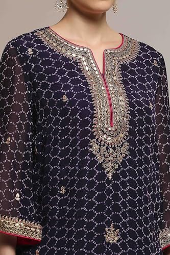 Biba Women Purple Viscose Straight Suit Set_40