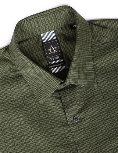 Arrow New York Men Olive Manhattan Slim Fit Patterned Dobby Weave Formal Shirt