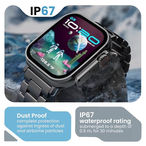 GOBOULT Newly Launched Crown Smart Watch 1.95'' Screen, BT Calling, Working Crown, Zinc Alloy Frame, 900 Nits Brightness, AI Voice Assistant, SpO2 Monitoring, 120+ Sports Mode (Chrome)