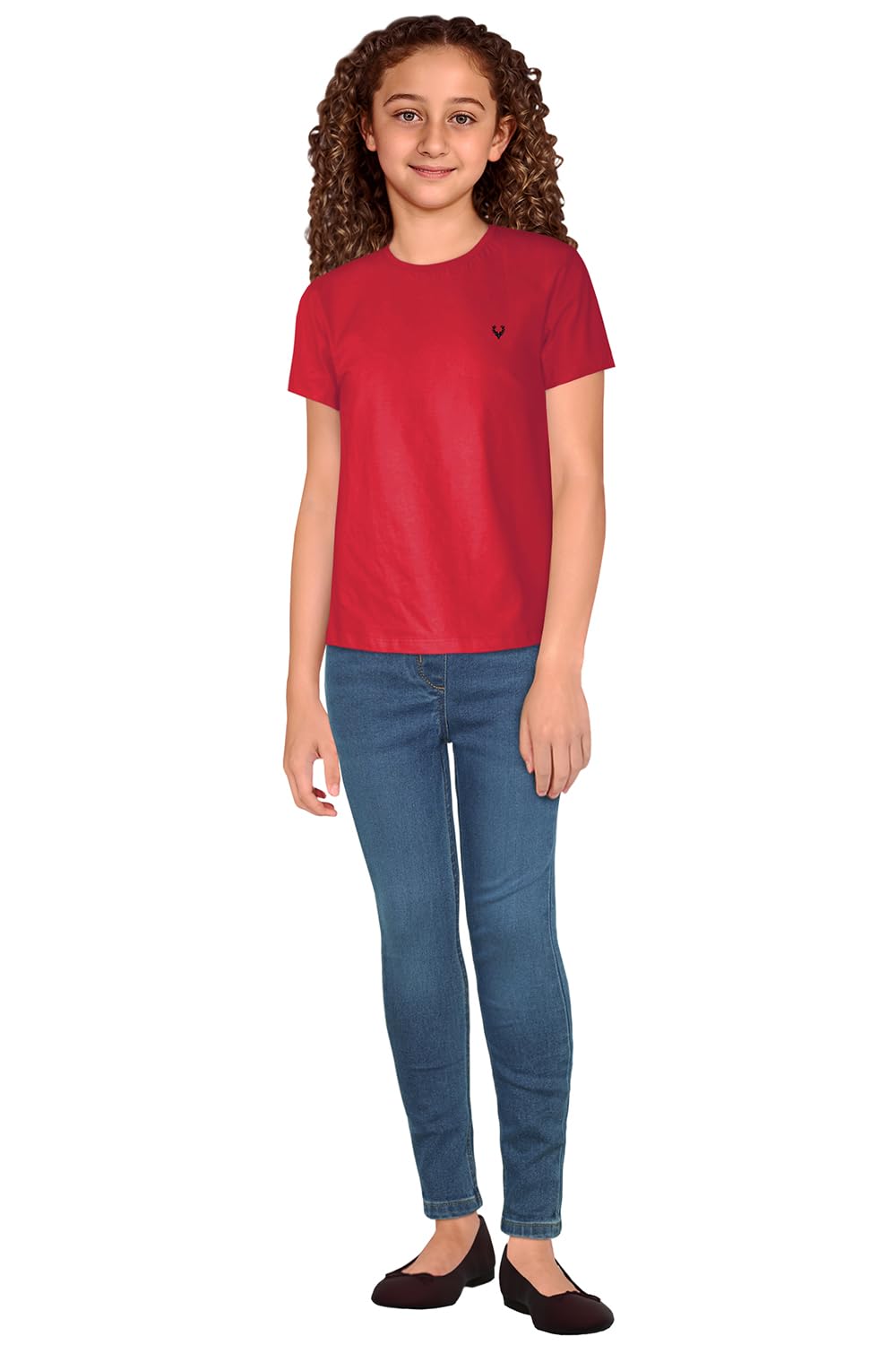 Allen Solly Junior Girl's Plain Regular T-Shirt (AGKCERGF857559_Red 14 | 13-14 Years)
