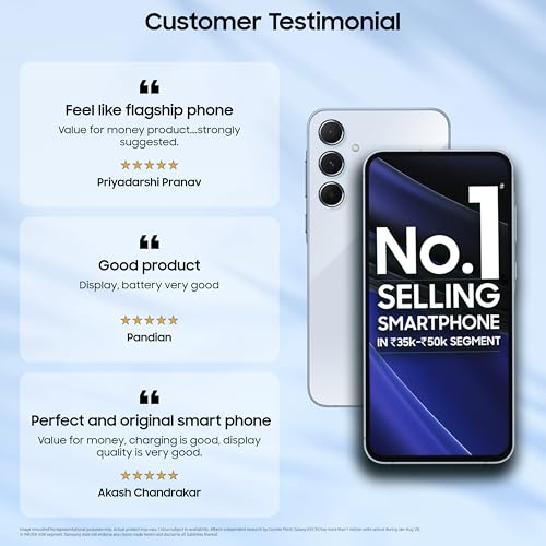 Samsung Galaxy A55 5G (Awesome Iceblue, 8GB RAM, 256GB Storage) | Metal Frame | 50 MP Main Camera (OIS) | Nightography | IP67 | Corning Gorilla Glass Victus+ | sAMOLED with Vision Booster