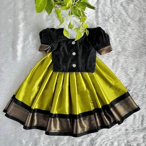 Sashay Boutique Baby Girls Art Silk Readymade Lehenga Choli And Dupatta Set/girls dresss/readymade lehenga choli set for girls (Parrot, 12 Months-18 Months)