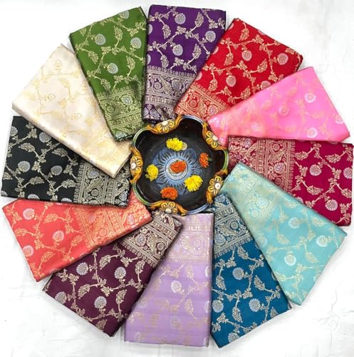Veglari Women's Original Kanjivaram Pure Jari Weving Soft Silk Reach Jari Riktambarri Pattu Silk Saree With Blouses Piecs For Wedding