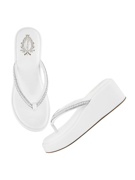 Shoetopia Women's Wedge Sandal-3 Kids UK (Alexa-White)-EU36