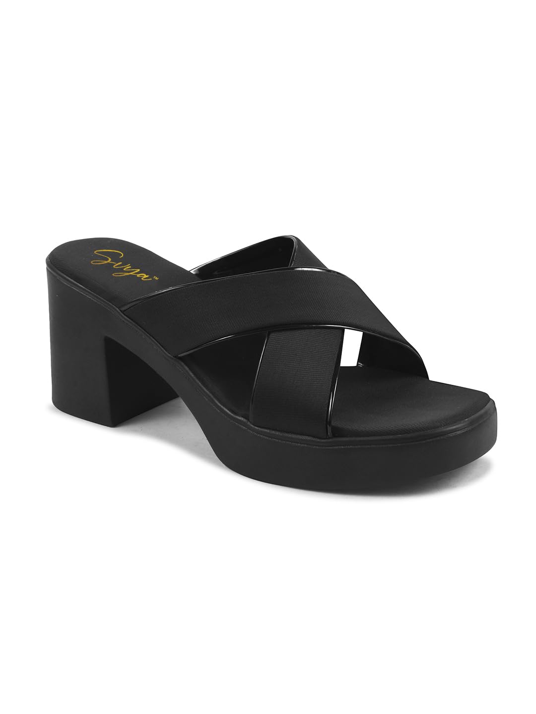 SVYA Comfortable Heel Sandals for Women and Girl (Black, UK Footwear Size System, Adult, Women, Numeric, Medium, 7)