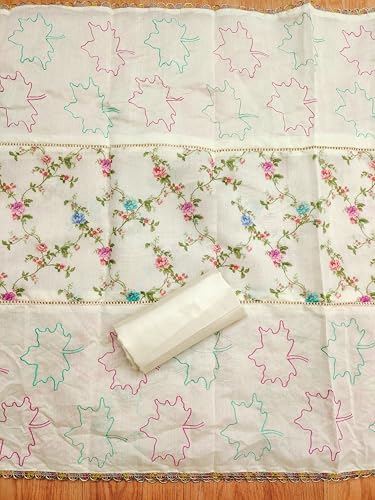 Leeli Peeri Designer Women's Chanderi Printed With Hand Embroidery Work Unstitched Salwar Suit Dress Material