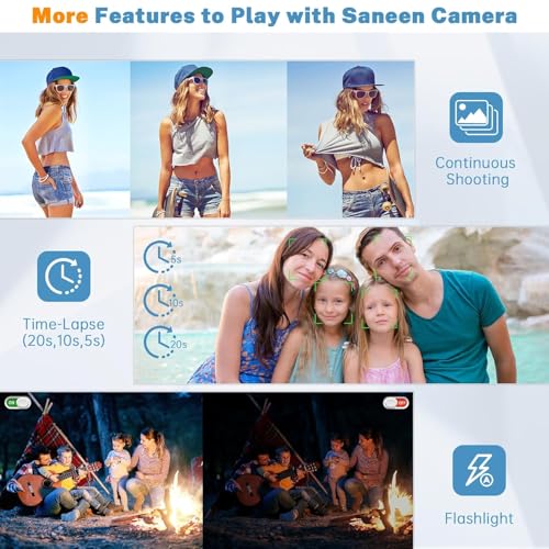 CAMKORY Digital Camera, FHD Kids Cameras for Photography, 4K 44MP Compact Point and Shoot Camera for Kids, Teens and Beginners with 32GB SD Card, 2 Rechargeable Batteries, Gray