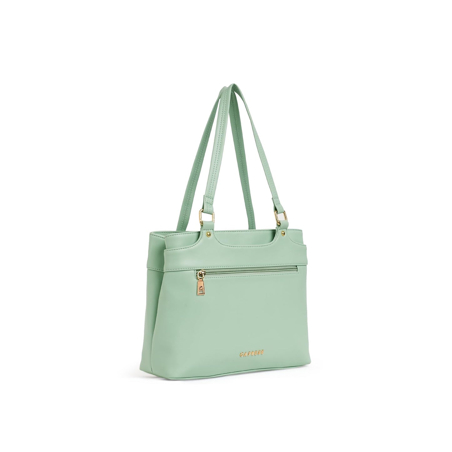 Caprese Jessica Tote Medium Green Bag for Women|Stylish, Durable, Multi-Compartment Design for Work, Travel, Shopping |Comfortable Straps Shoulder Bag, Ideal for Laptop & Essentials