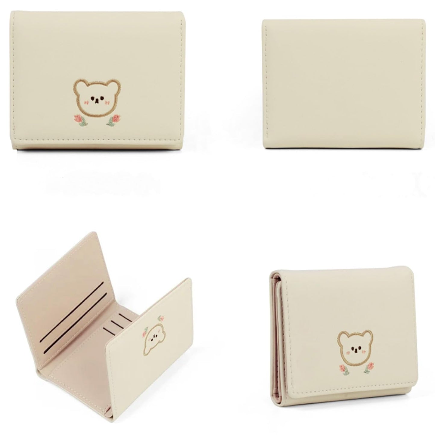 INOVERA (LABEL) Trifold Wallets for Girls, Women - Faux Leather Mini Credit Cards, Cash Holder Wallet - Small Pocket Purse (White)
