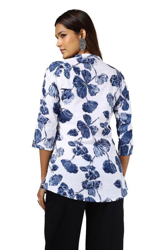 Soch Womens White Rayon Floral Print Tunic