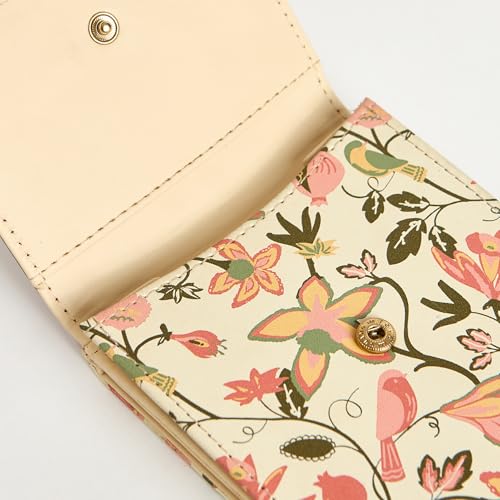 Chumbak Women’s Wallet – Olive Palm Collection, Vegan Leather Square Wallet with Secure Button Lock, Card Holder & Currency Slots – Brown Ladies Purse